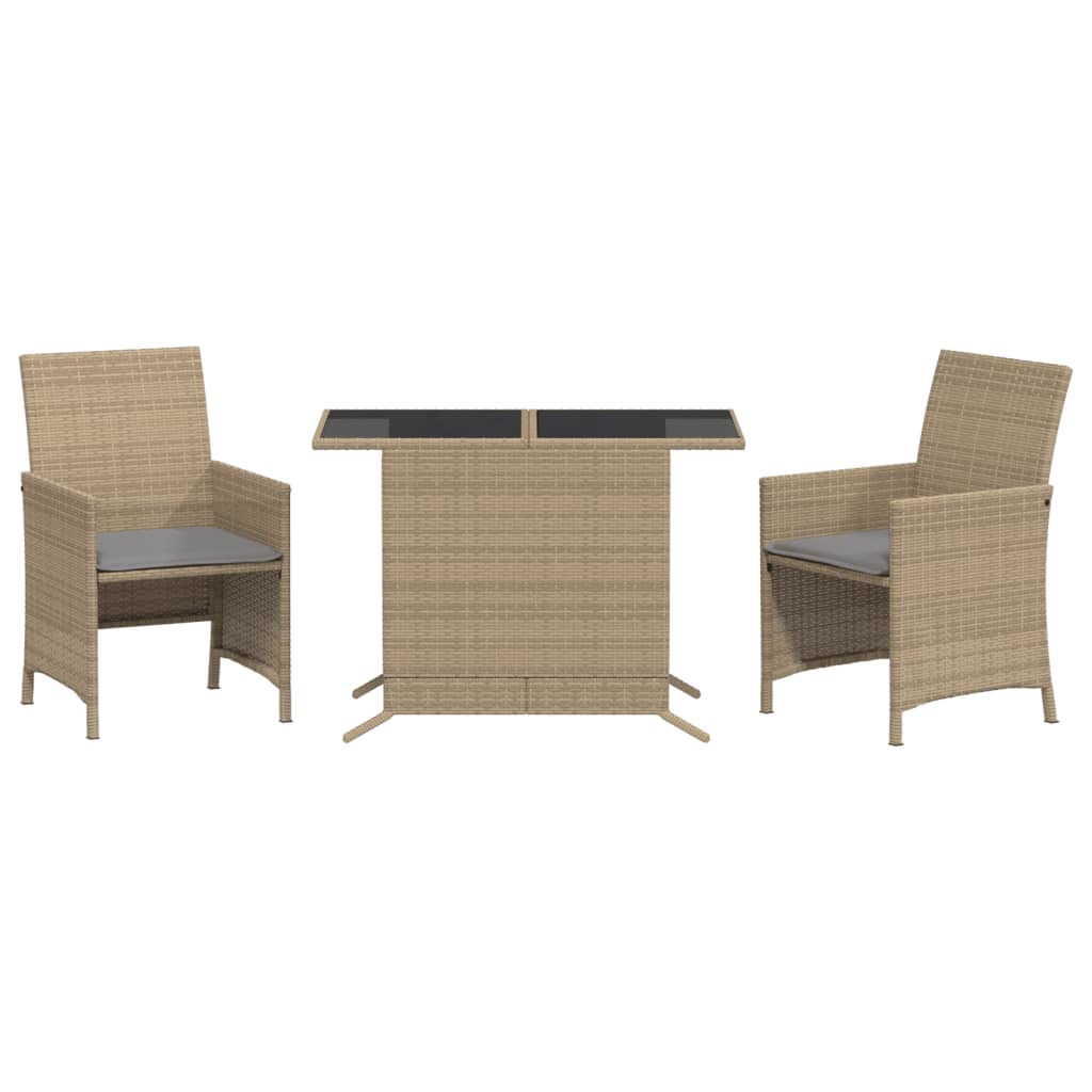 Set da Bistrò 3 pz con Cuscini Beige Misto in Polyrattan - homemem39