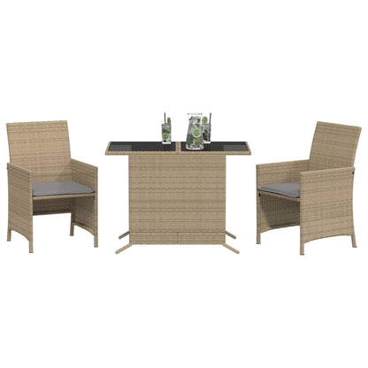 Set da Bistrò 3 pz con Cuscini Beige Misto in Polyrattan - homemem39
