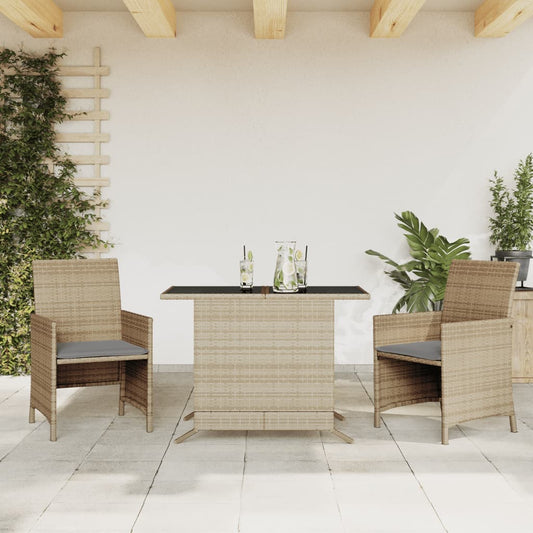 Set da Bistrò 3 pz con Cuscini Beige Misto in Polyrattan - homemem39