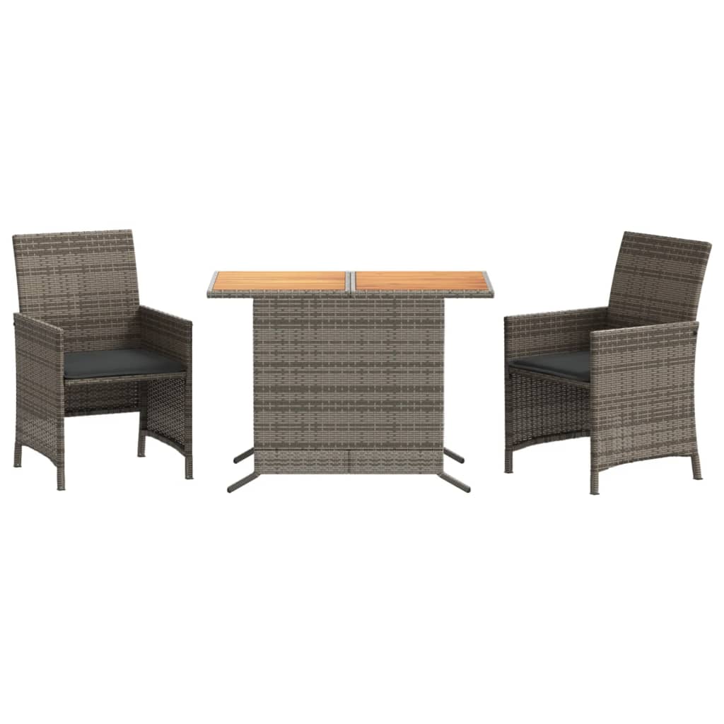 Set da Bistrò 3 pz con Cuscini Grigio in Polyrattan | homemem39