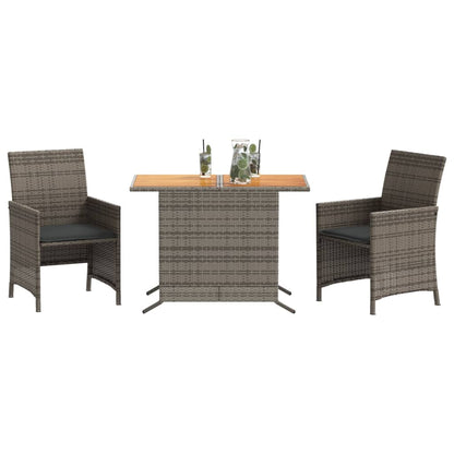 Set da Bistrò 3 pz con Cuscini Grigio in Polyrattan | homemem39