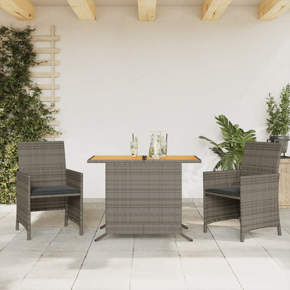 Set da Bistrò 3 pz con Cuscini Grigio in Polyrattan | homemem39
