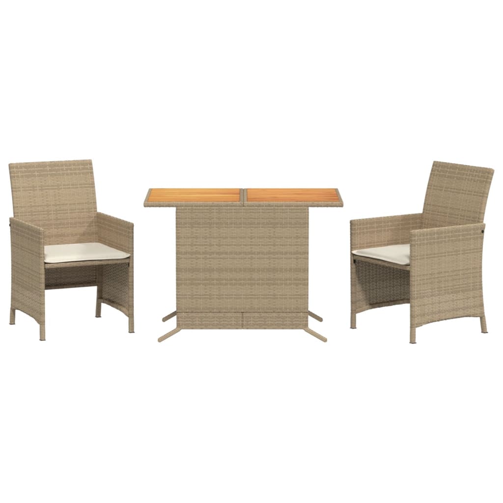 Set da Bistrò 3 pz con Cuscini Beige in Polyrattan | homemem39