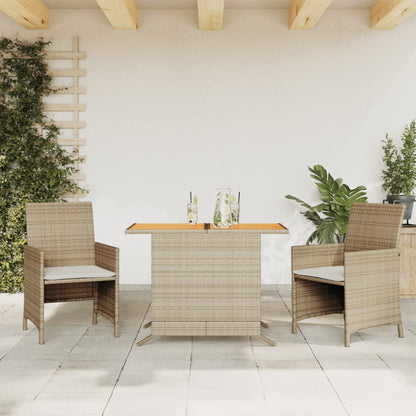 Set da Bistrò 3 pz con Cuscini Beige in Polyrattan | homemem39