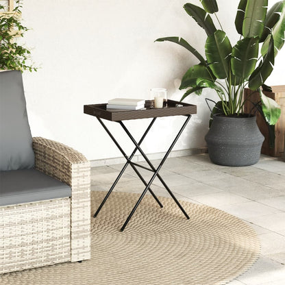 Tavolino Vassoio Pieghevole Marrone 65x40x75 cm in Polyrattan - homemem39