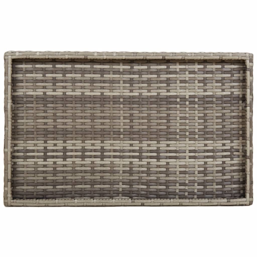 Tavolino Vassoio Pieghevole Grigio 65x40x75 cm in Polyrattan - homemem39