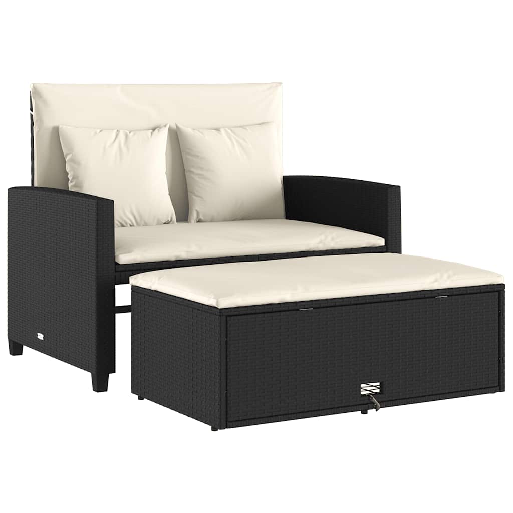 Divano da Giardino con Cuscini a 2 Posti in Polyrattan
