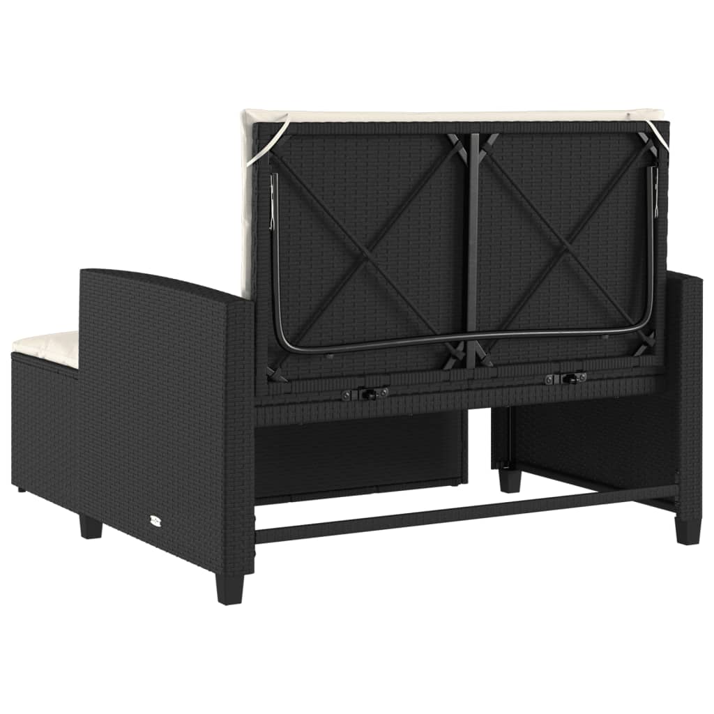 Divano da Giardino con Cuscini a 2 Posti Nero in Polyrattan | homemem39