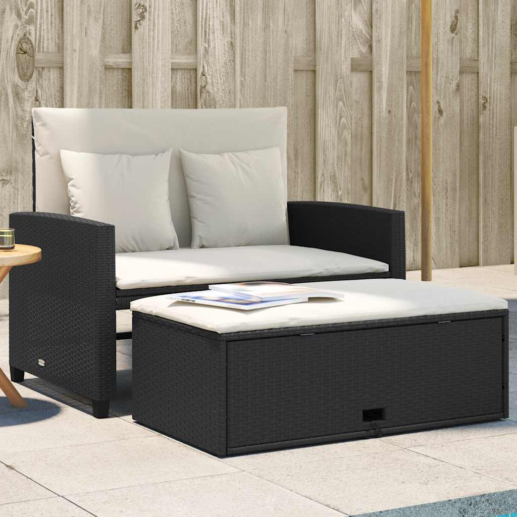 Divano da Giardino con Cuscini a 2 Posti in Polyrattan