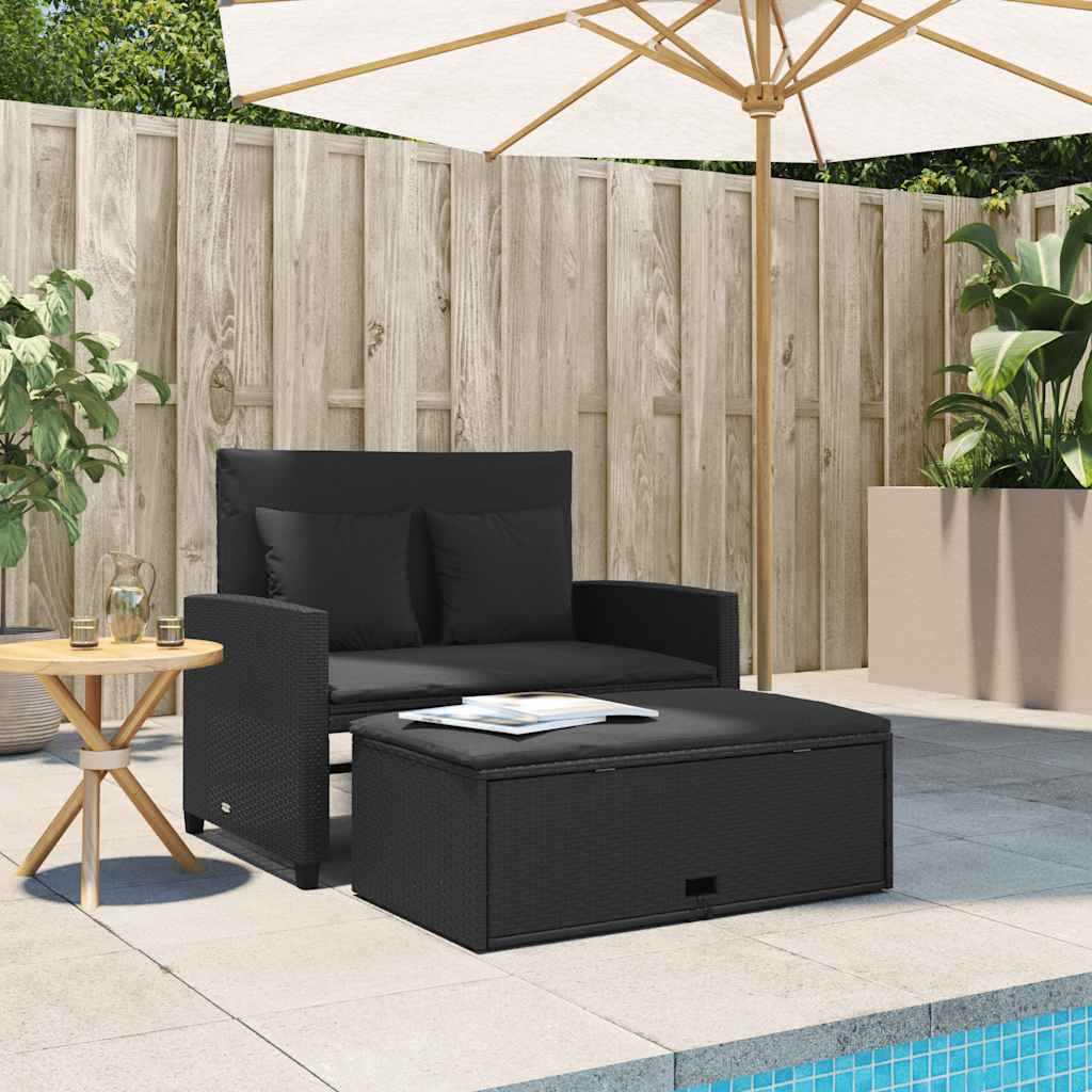 Divano da Giardino con Cuscini a 2 Posti in Polyrattan