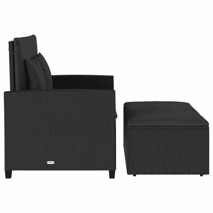 Divano da Giardino con Cuscini a 2 Posti Nero in Polyrattan | homemem39