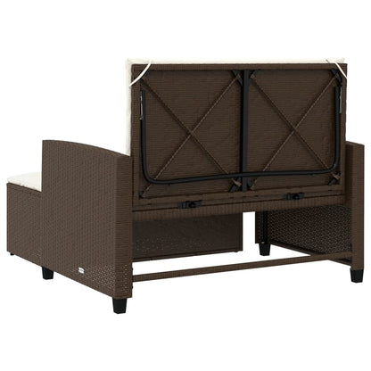 Divano da Giardino a 2 Posti con Cuscini in Polyrattan Marrone | homemem39