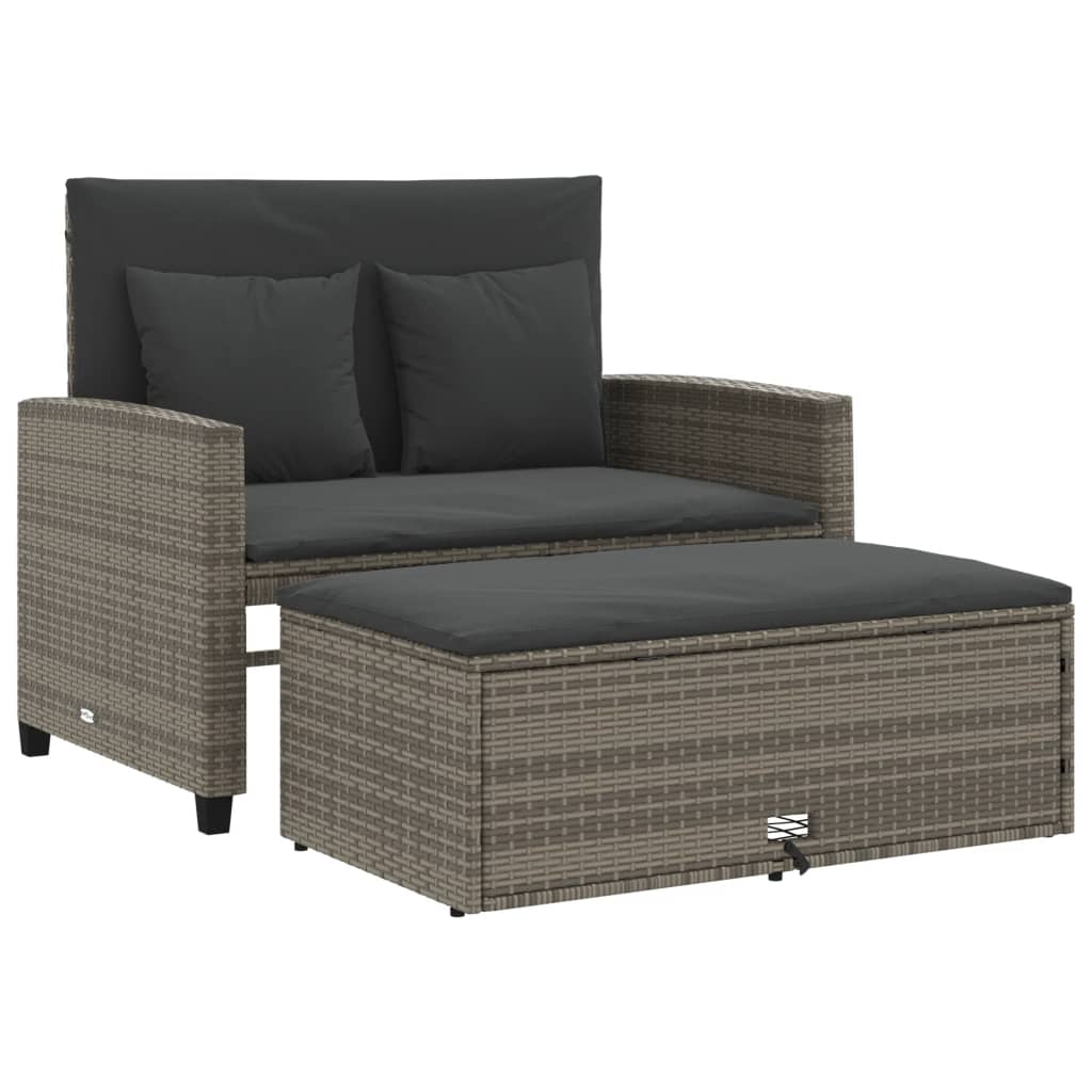 Divano da Giardino con Cuscini 2 Posti Grigio in Polyrattan | homemem39