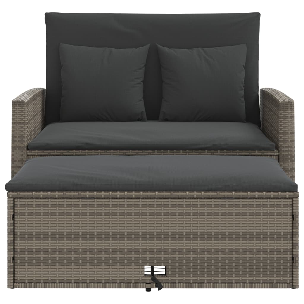 Divano da Giardino con Cuscini 2 Posti Grigio in Polyrattan | homemem39