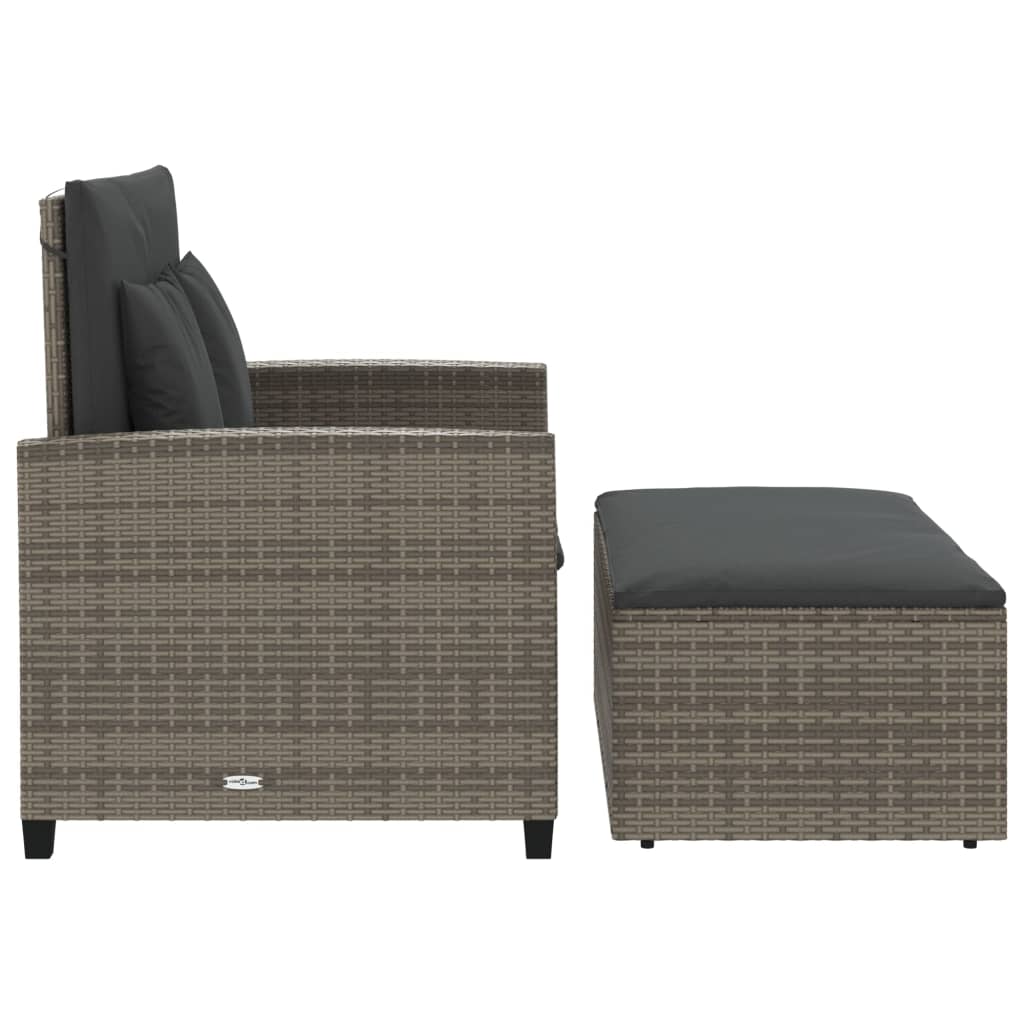 Divano da Giardino con Cuscini 2 Posti Grigio in Polyrattan | homemem39