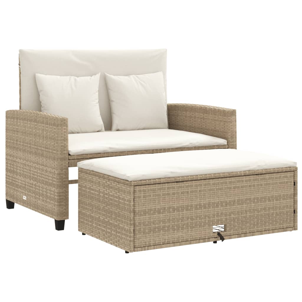 Divano da Giardino con Cuscini a 2 Posti Beige in Polyrattan | homemem39