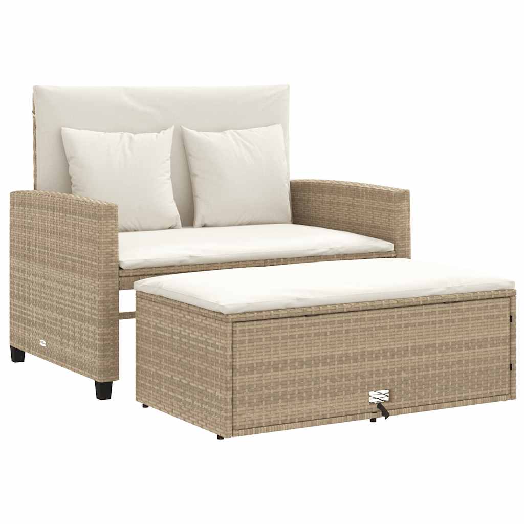 Divano da Giardino con Cuscini a 2 Posti in Polyrattan