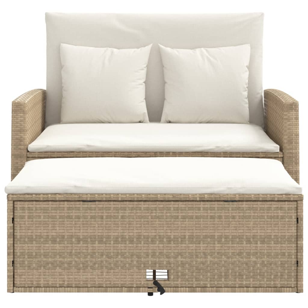 Divano da Giardino con Cuscini a 2 Posti Beige in Polyrattan | homemem39