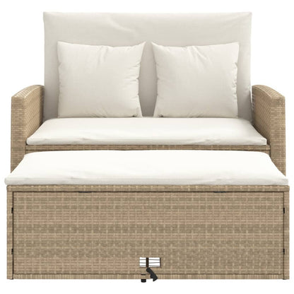 Divano da Giardino con Cuscini a 2 Posti Beige in Polyrattan | homemem39