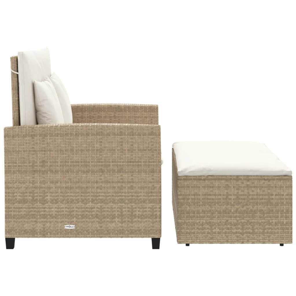 Divano da Giardino con Cuscini a 2 Posti Beige in Polyrattan | homemem39
