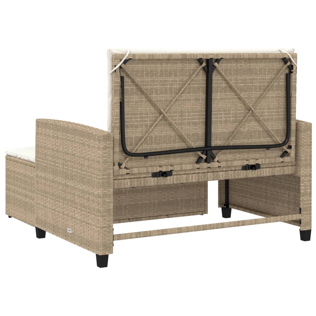 Divano da Giardino con Cuscini a 2 Posti Beige in Polyrattan | homemem39