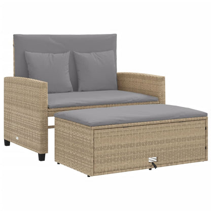 Divano da Giardino con Cuscini a 2 Posti Beige in Polyrattan | homemem39