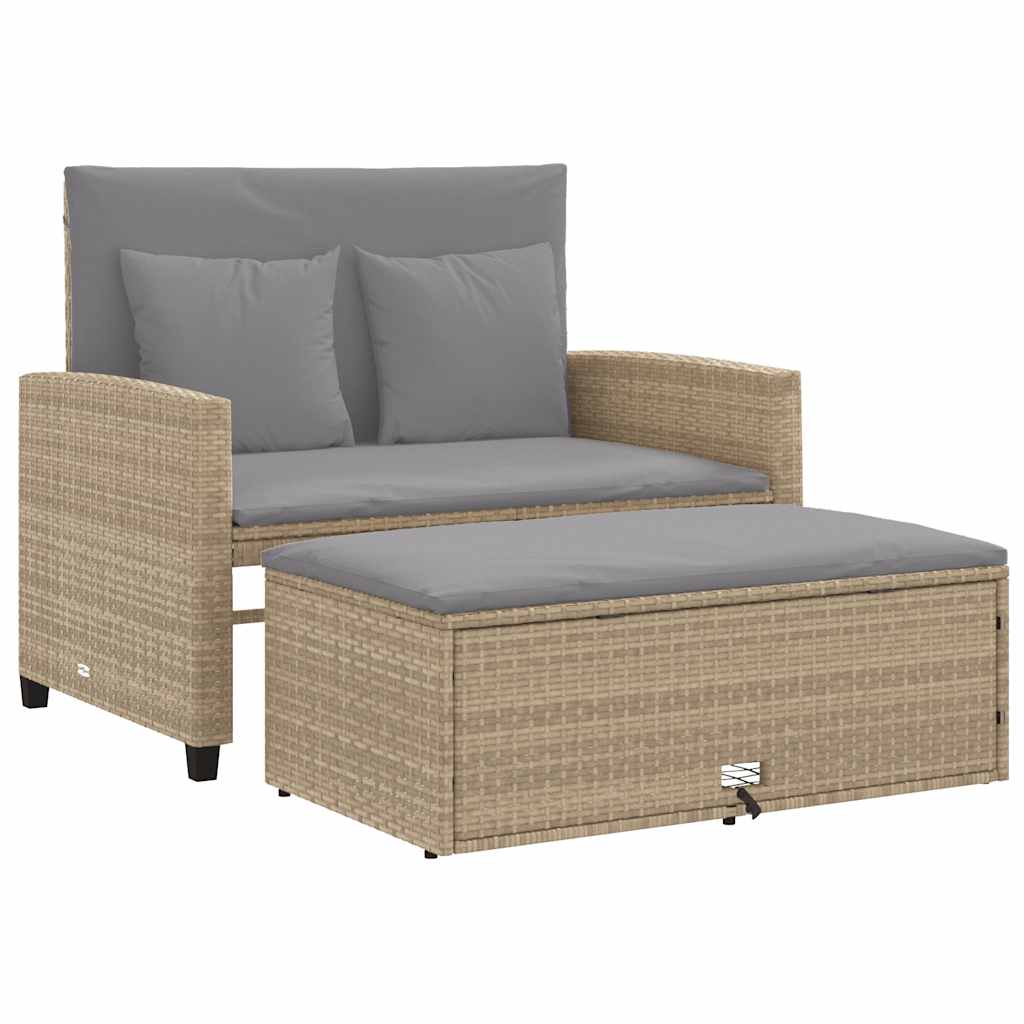 Divano da Giardino con Cuscini a 2 Posti in Polyrattan