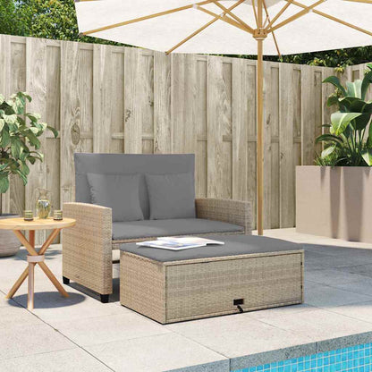 Divano da Giardino con Cuscini a 2 Posti in Polyrattan