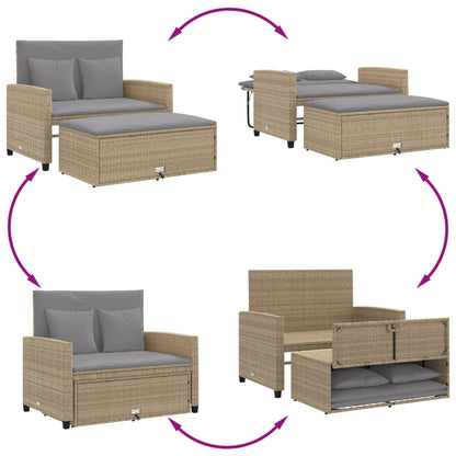 Divano da Giardino con Cuscini a 2 Posti Beige in Polyrattan | homemem39