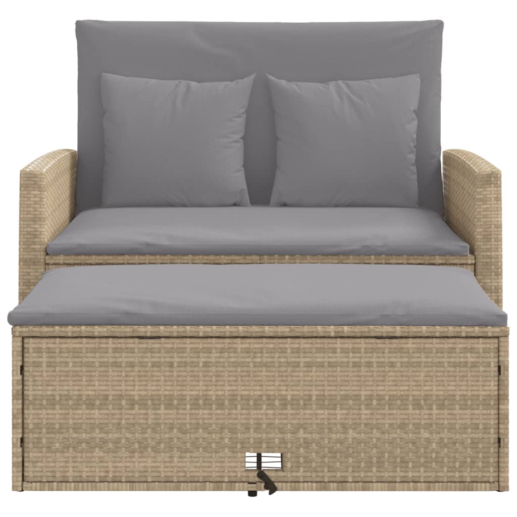 Divano da Giardino con Cuscini a 2 Posti Beige in Polyrattan | homemem39