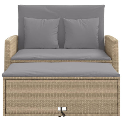 Divano da Giardino con Cuscini a 2 Posti Beige in Polyrattan | homemem39