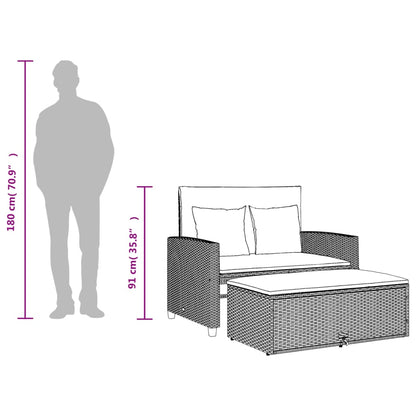 Divano da Giardino con Cuscini a 2 Posti Beige in Polyrattan | homemem39