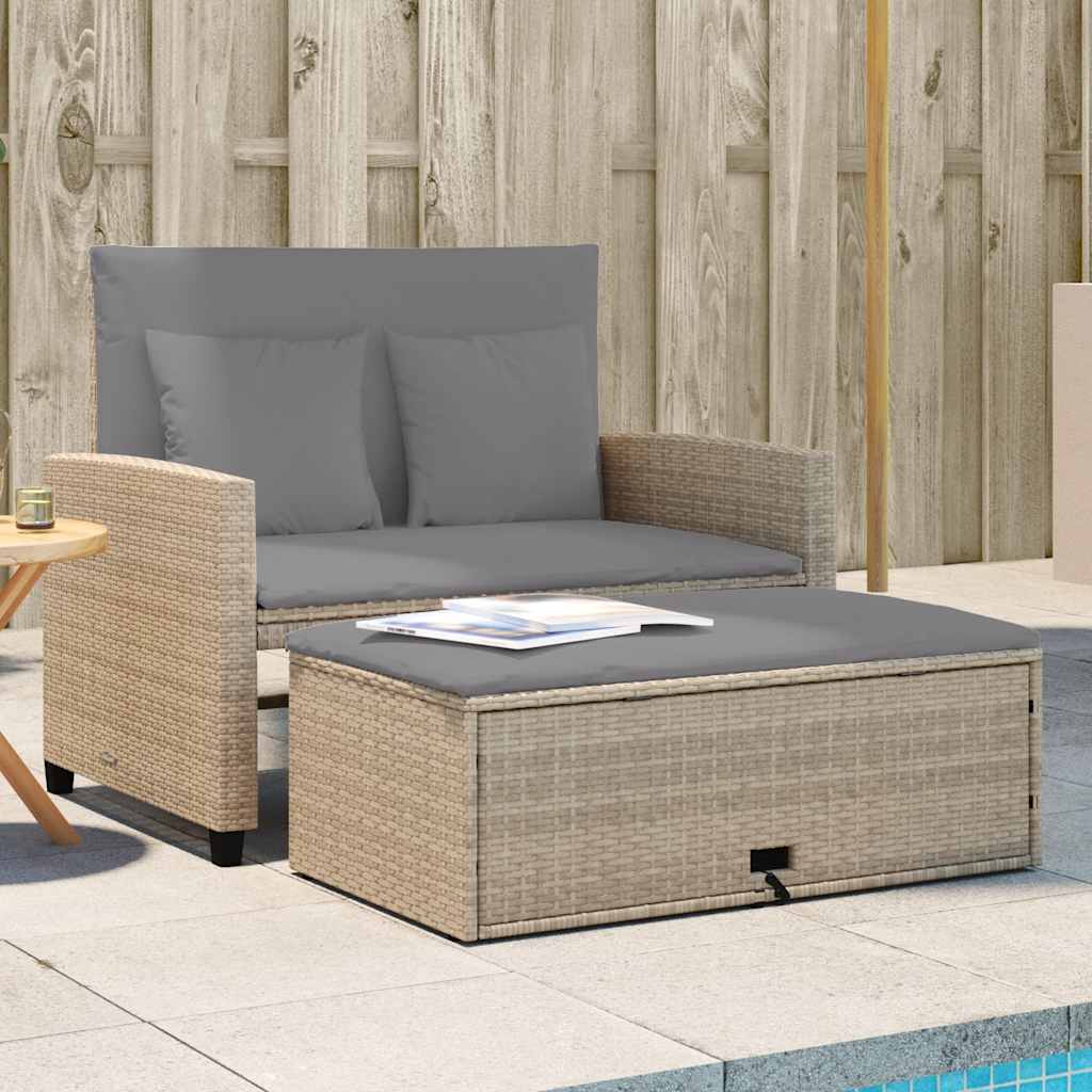 Divano da Giardino con Cuscini a 2 Posti in Polyrattan