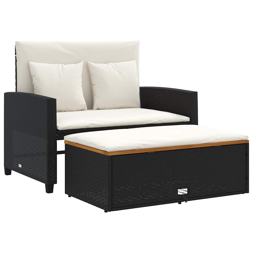 Divano Giardino con Cuscini 2 Posti Polyrattan e Acacia