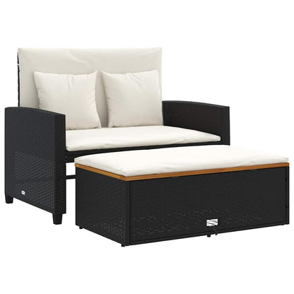 Divano Giardino con Cuscini 2 Posti Polyrattan e Acacia