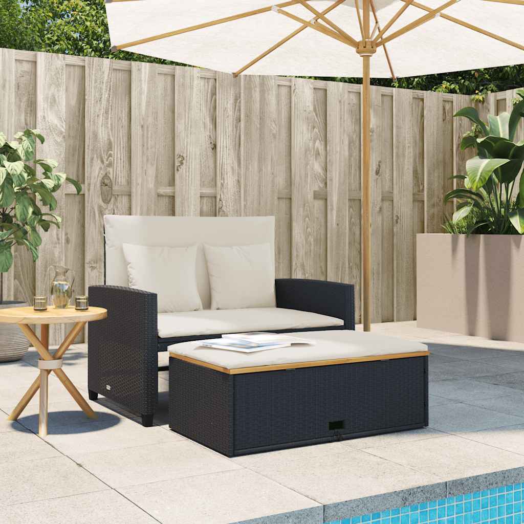Divano Giardino con Cuscini 2 Posti Polyrattan e Acacia