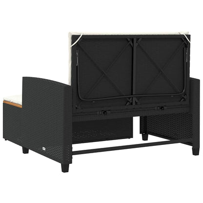 Divano Giardino con Cuscini 2 Posti Nero Polyrattan e Acacia | homemem39