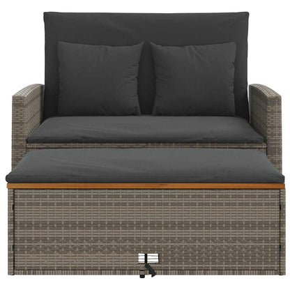 Divano Giardino con Cuscini 2 Posti Grigio in Polyrattan Acacia | homemem39