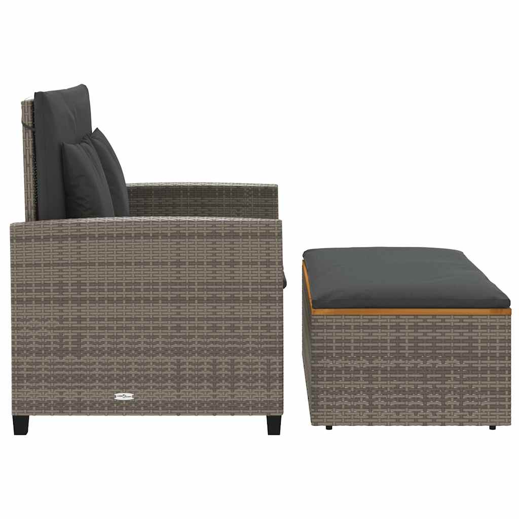 Divano Giardino con Cuscini 2 Posti Grigio in Polyrattan Acacia | homemem39