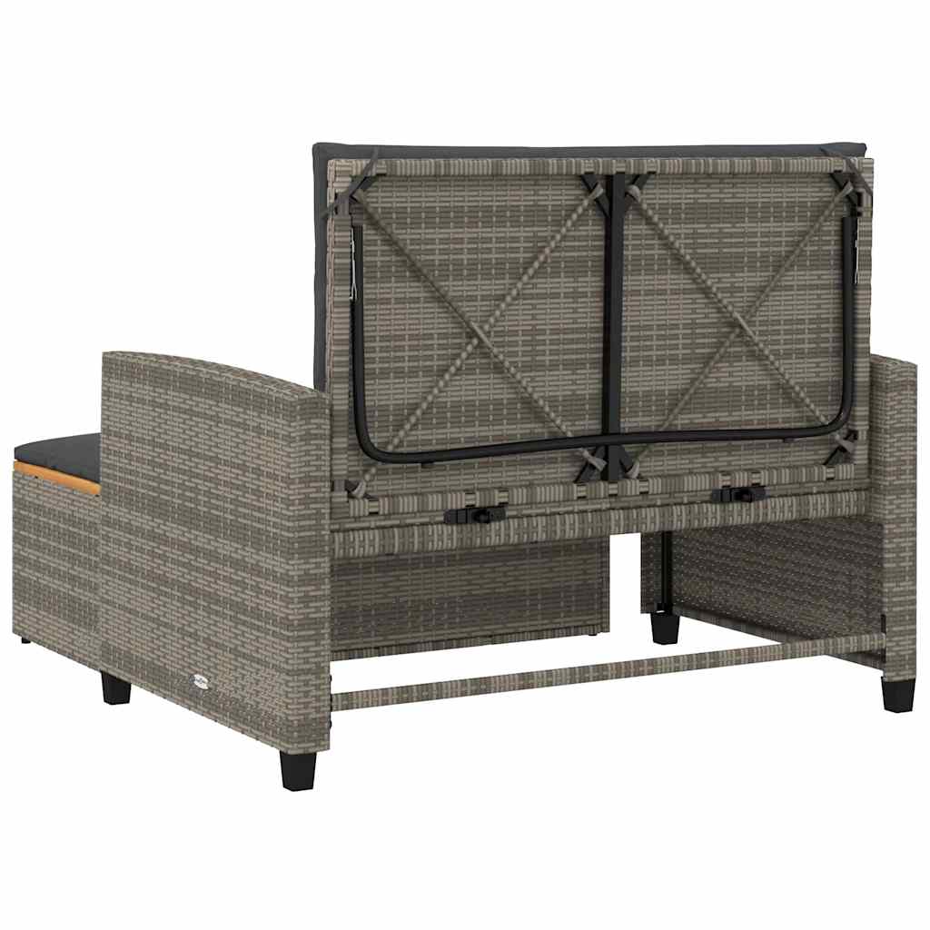 Divano Giardino con Cuscini 2 Posti Grigio in Polyrattan Acacia | homemem39