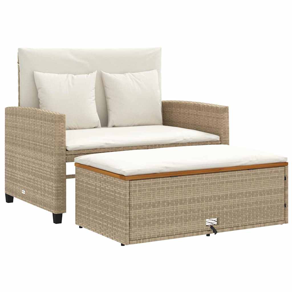 Divano Giardino con Cuscini 2 Posti Polyrattan e Acacia