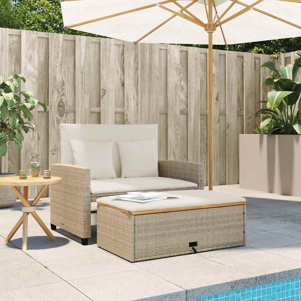Divano Giardino con Cuscini 2 Posti Polyrattan e Acacia
