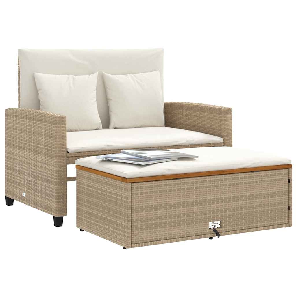 Divano Giardino con Cuscini 2 Posti Polyrattan e Acacia
