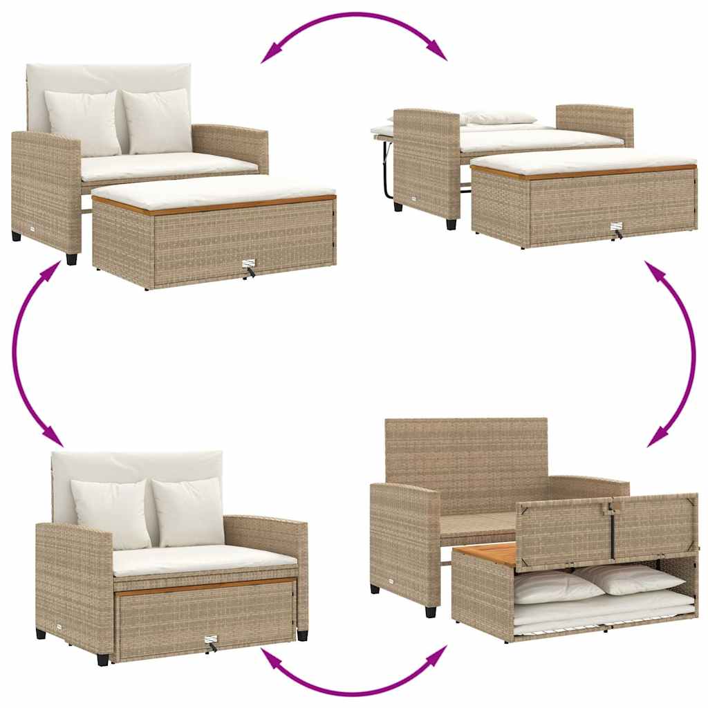 Divano Giardino con Cuscini 2 Posti Polyrattan e Acacia