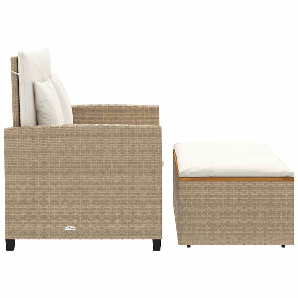 Divano Giardino con Cuscini 2 Posti Beige Polyrattan e Acacia | homemem39