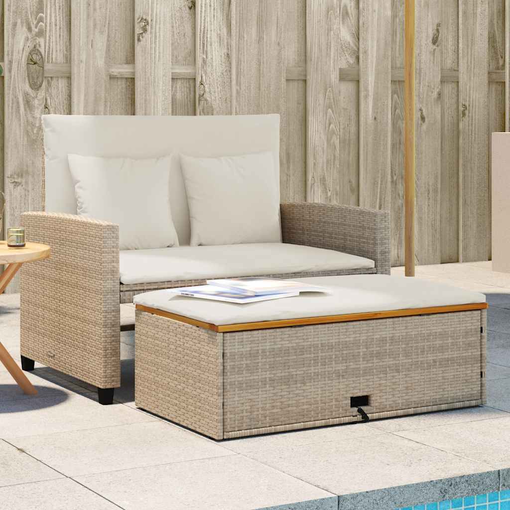 Divano Giardino con Cuscini 2 Posti Polyrattan e Acacia