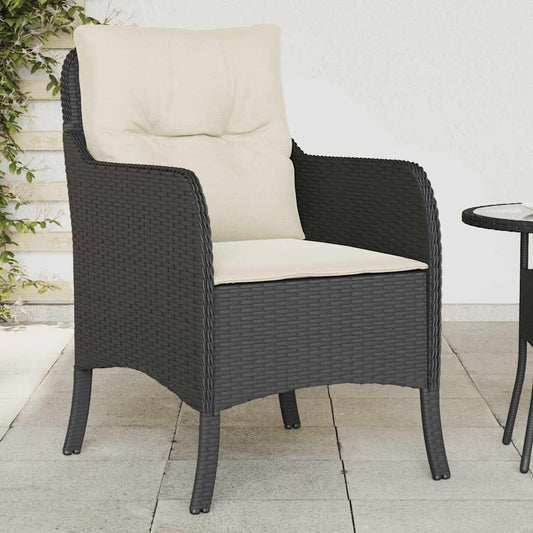 Sedie da Giardino con Cuscini 2 pz Nere in Polyrattan | homemem39