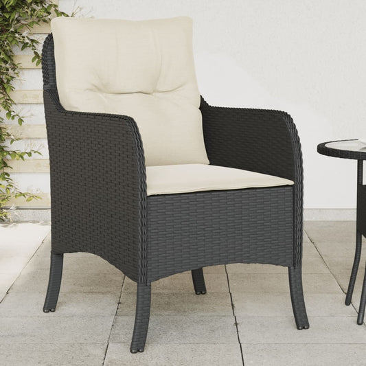 Sedie da Giardino con Cuscini 2 pz Nere in Polyrattan - homemem39
