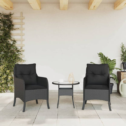 Sedie da Giardino con Cuscini 2 pz Nere in Polyrattan - homemem39