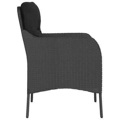 Sedie da Giardino con Cuscini 2 pz Nere in Polyrattan - homemem39